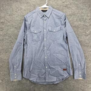 Outpost Makers Shirt Mens Small Blue Chambray Western Slim Fit Button Front